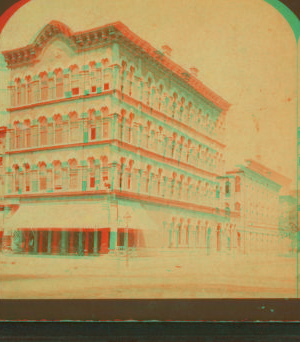 Stereoscopic view of the Wilson sewing machine co.'s store rooms, office & ware rooms at Cleveland, O. 1865?-1899