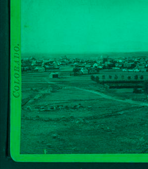 General view of East Denver and distant view of Rocky Mountains. 1865?-1900?