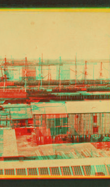 [Wharves showing ships moored.] 1860?-1895?