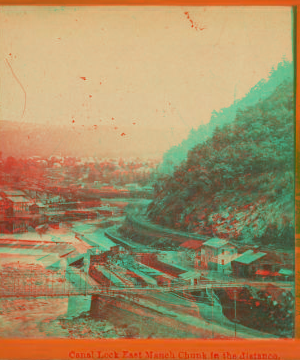 Canal lock, East Mauch Chunk in the distance. 1859-1885?