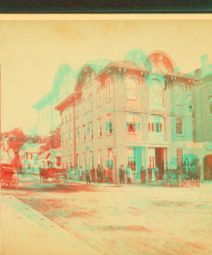 [Hathaway & Soule Boot & Shoe Manufacturers, with people in front.] 1860?-1895?