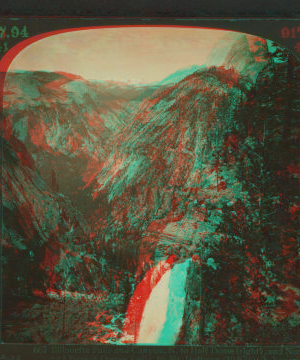 Illilouette Falls and Canyon, N. to Half Dome (right), and North and Basket Domes (left), to Mt. Hoffman (10,870 ft.)Yosemite Valley, Cal., U.S.A. 1901-1905