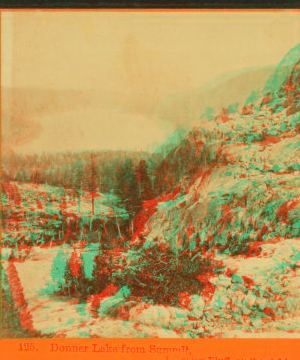 Donner Lake from summit, Lakeview Bluff, on the right. 1866?-1872?