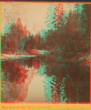 The foot of the Three Brothers. Yosemite Valley, Mariposa County, Cal. 1861-1873 1861-1878?