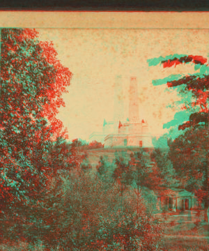 National Lincoln Monument, Springfield, Illinois. View from a point slightly east of north from the Monument, and across a ravine running east and west through Oak Ridge Cemetery. 1870?-1917