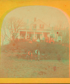 "My uncle F. Reed house. Me front of view." 1869?-1890?