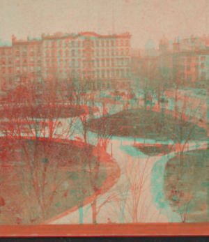 Union Square & Everett House. Taken from the new building of The Domestic Sewing Machine Co. 1870?-1885? [1873?]