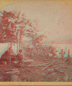 [Camp scene in the Adirondacks.] 1860?-1885?