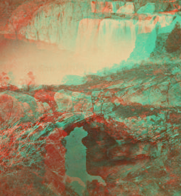 Shoshone Falls, Snake River, Idaho. Gorge and natural bridge, in the fore-ground. 1874