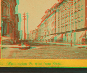 Washington Street, west from State [Street]. 1865?-1915?