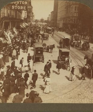 One of the busiest streets in the world - State Street, Chicago, Ill. (18 miles long). North from Madison Street. 1865?-1915?