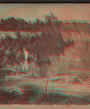 Jenkins Crossing Niagara River on Velocipede. 1860?-1895?