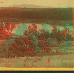 [View of a lake or river from a farm.] 1869?-1885?