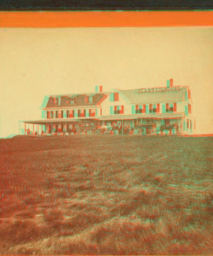 [View of large building with "Atlantic House" sign.] 1860?-1880?