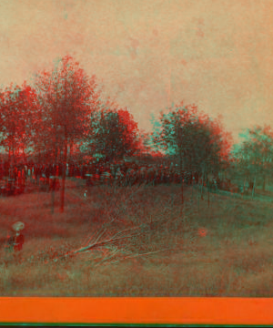 At the speaker's stand after Decoration day at the cemetery in Kirkwood. 1870?-1895?