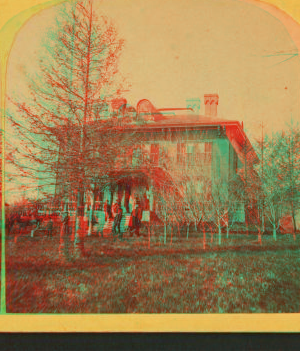 [View of a home called Cherry Hill with people out front.] 1865?-1905?