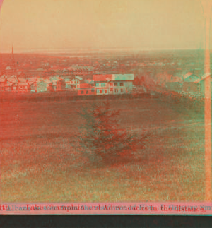 St. Albans as seen from the residence of Hon. J. Gregory Smith. Lake Champlain and Adirondacks in the distance. 1865?-1885?