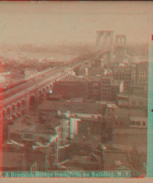 N.Y. & Brooklyn bridge from Tribune building, N.Y. [1867?-1910?]