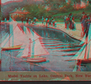 Model yachts on lake, Central Park, New York. [1865?-1905?]