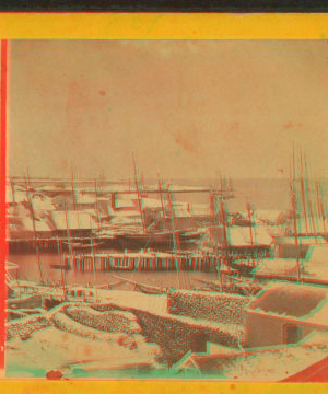 [Winter view of the harbor.] 1863?-1910?