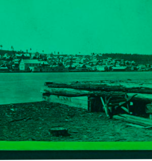 General view of Houghton from the Pewabic dock, Portage Lake. 1865?-1880? 1865-1880