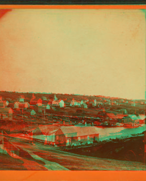 [View of the Main Street (including Methodist Church and High School).] 1869?-1880?