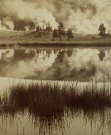 Sunrise in Yellowstone Park, where the Earthís fires still burn ñ N. E. over Upper Geyser Basin. 1901, 1903, 1904