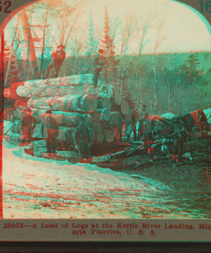 A load of logs at the Kettle river landing, Minnesota pineries, U.S.A. 1869?-1915?