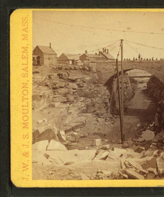 [View of a stone bridge connecting one side of the quarry with another.] 1865?-1885?