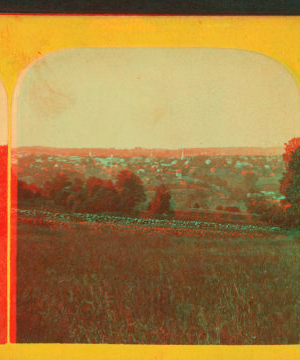 [View of Barre in the distance with rock fence in foreground.] 1869?-1885?