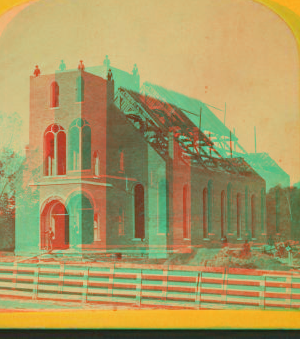 [Moravian church under construction.] 1875 1870?-1880?