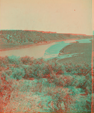 Looking down river from bluff, showing Rock Creek bar. 1865?-1900?