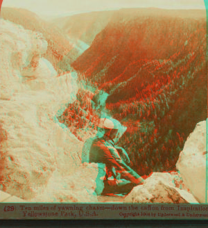 Ten Miles of yawning chasm - down the caÒon from Inspiration Point, Yellowstone Park, U.S.A. 1901, 1903, 1904