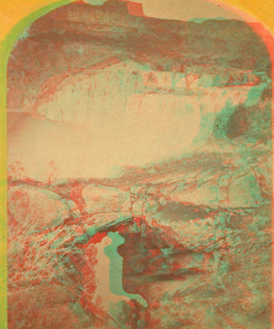 Shoshone Falls, Snake River, Idaho. Gorge and natural bridge, in the fore-ground. 1874