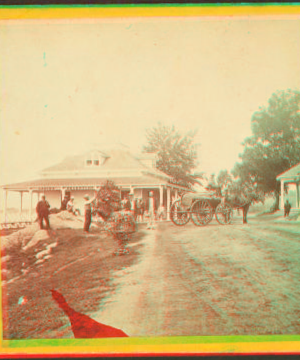 [People working in front of Ladies' Reception Hall.] 1865?-1880? [ca. 1875]