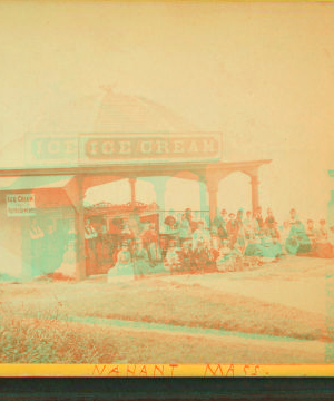 [Group of people in front of the ice cream stand.] 1859?-1880?