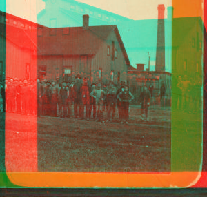 [Workers posing in front of a factory, Girard, Pennsylvania.] 1870?-1880?