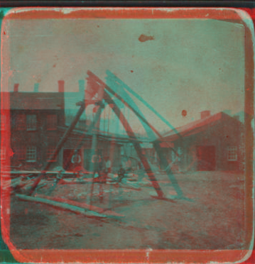 [Oil rig and buildings.] [1860?-1910?]