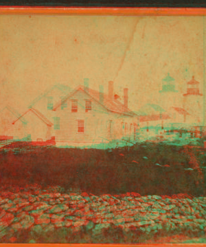 [A lighthouse, with rock fence and house in foreground.] 1868?-1908