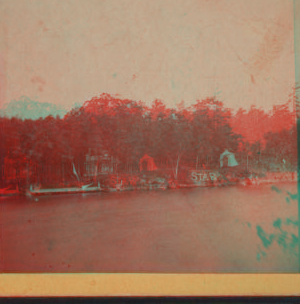 [View of camp with dock in the Adirondacks.] [ca. 1870] 1860?-1885?