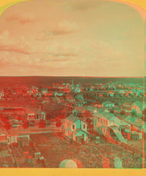 Views of Colorado Springs, from the cupola of the Public School building, looking east. 1870?-1890?