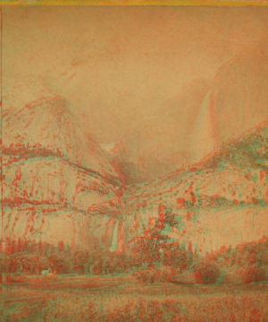 Yosemite Falls, 2634 feet high, view during a snowstorm. 1860?-1874?