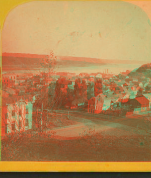 [General view of Stillwater with houses and the St. Croix river.] 1868?-1885?