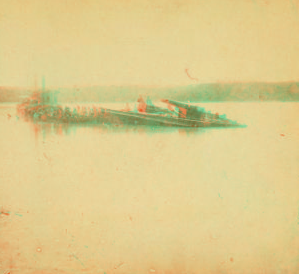 View of Confederate gunboat Drury, blown up and sunk (by the 1st Conn. Art.) in the James River. 1862-1865