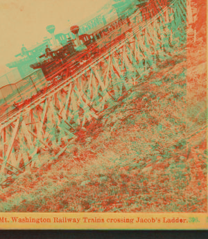 Mt. Washington Railway Trains crossing Jacob's Ladder. 1864?-1892?