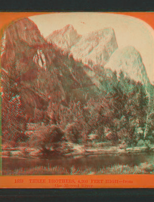 Three Brothers, 4,200 feet high, from the Merced River. 1864?-1874?