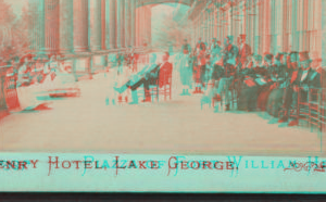 Piazza of Fort William Henry Hotel, Lake George. [1870?-1885?]