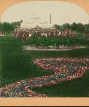 Flower beds and Greenhouse, Lincoln Park, Chicago, Ill. U.S.A. 1865?-1900?