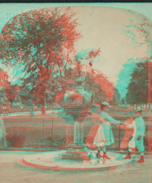 Drinking fountain on the mall. 1860?-1905?