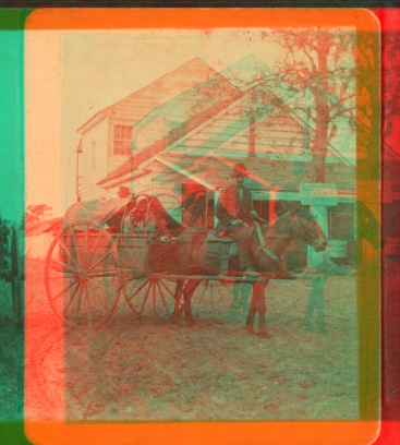 Cracker wagon.  [Man riding mule pulling cart with woman in it]. 1867?-1905? [ca. 1880]